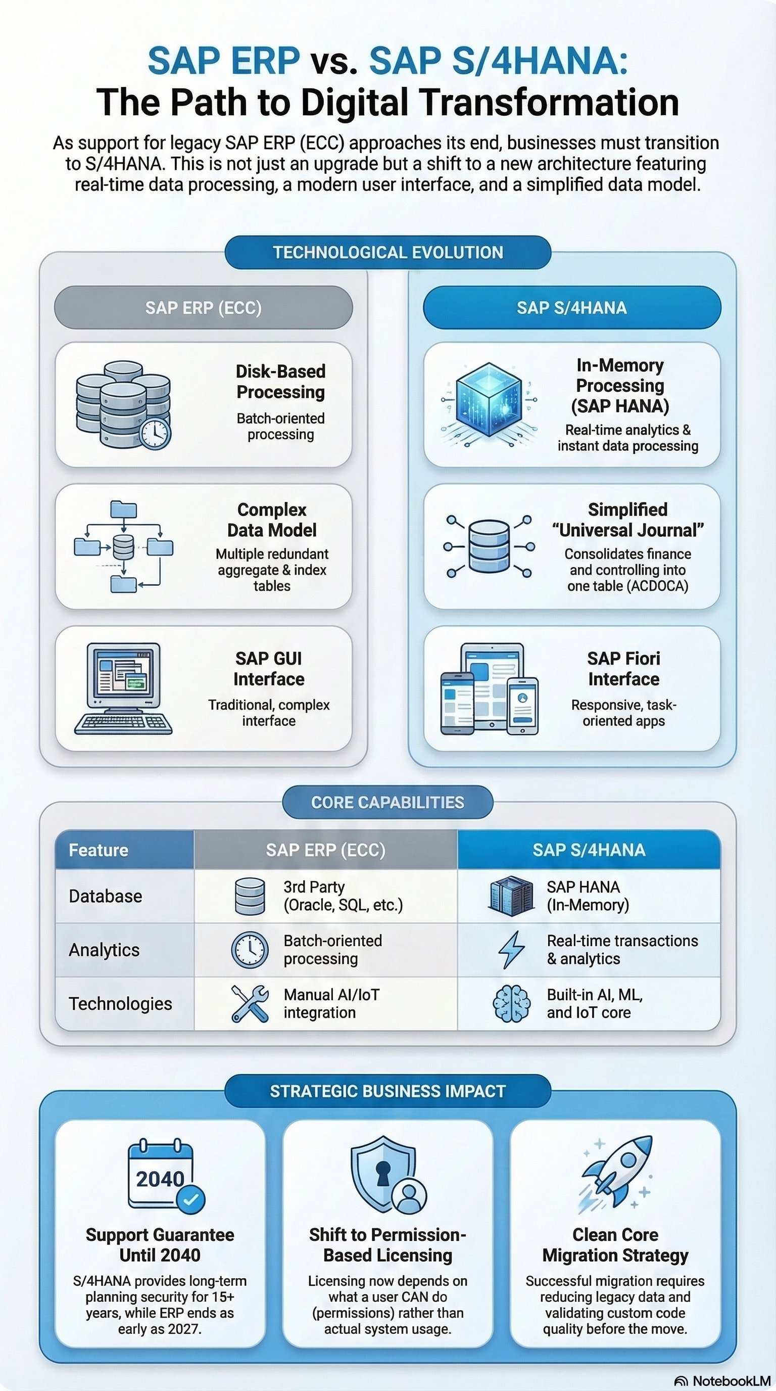 SAP ERP vs S/4HANA Architecture