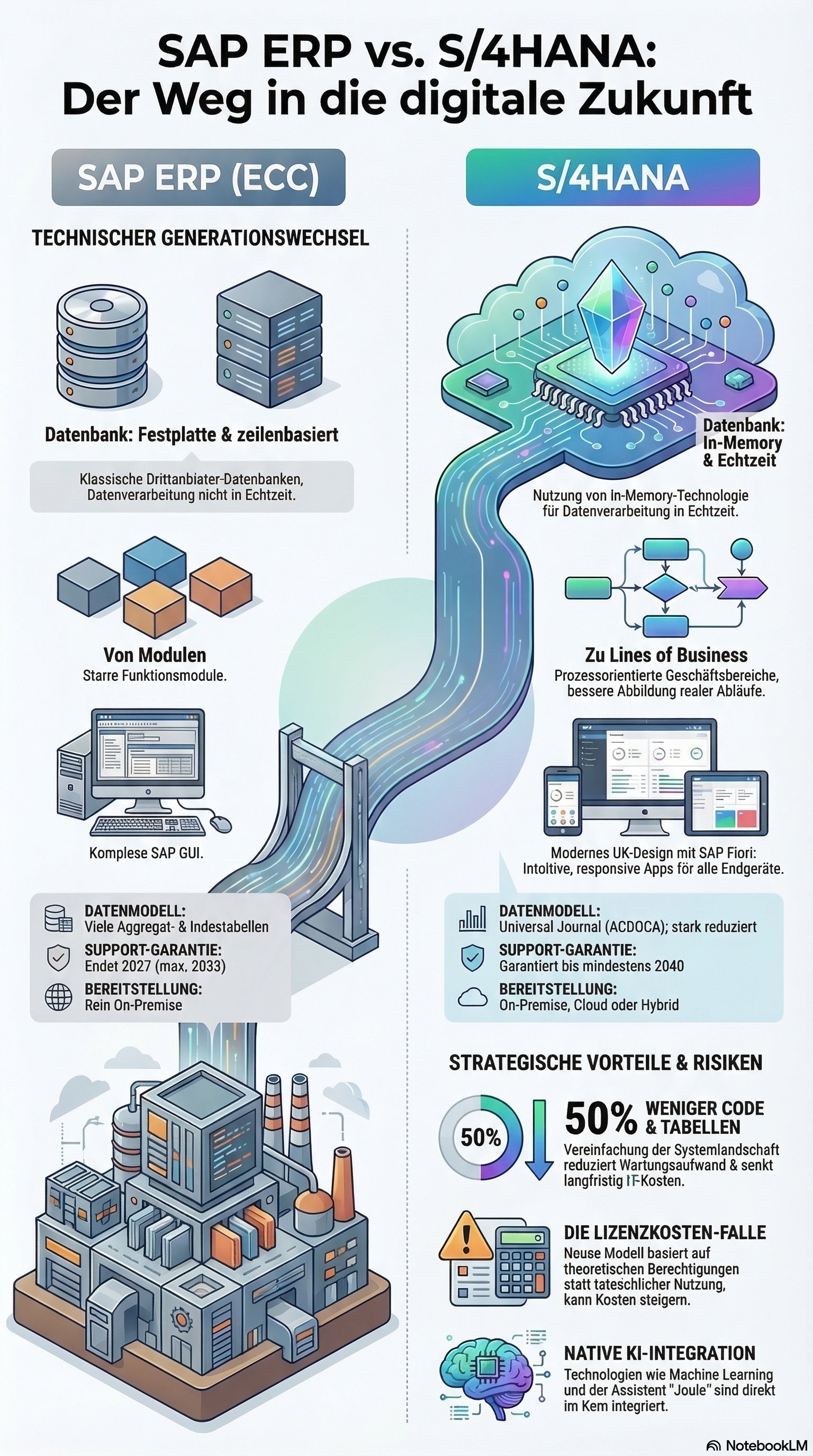SAP ERP vs S/4HANA Architektur